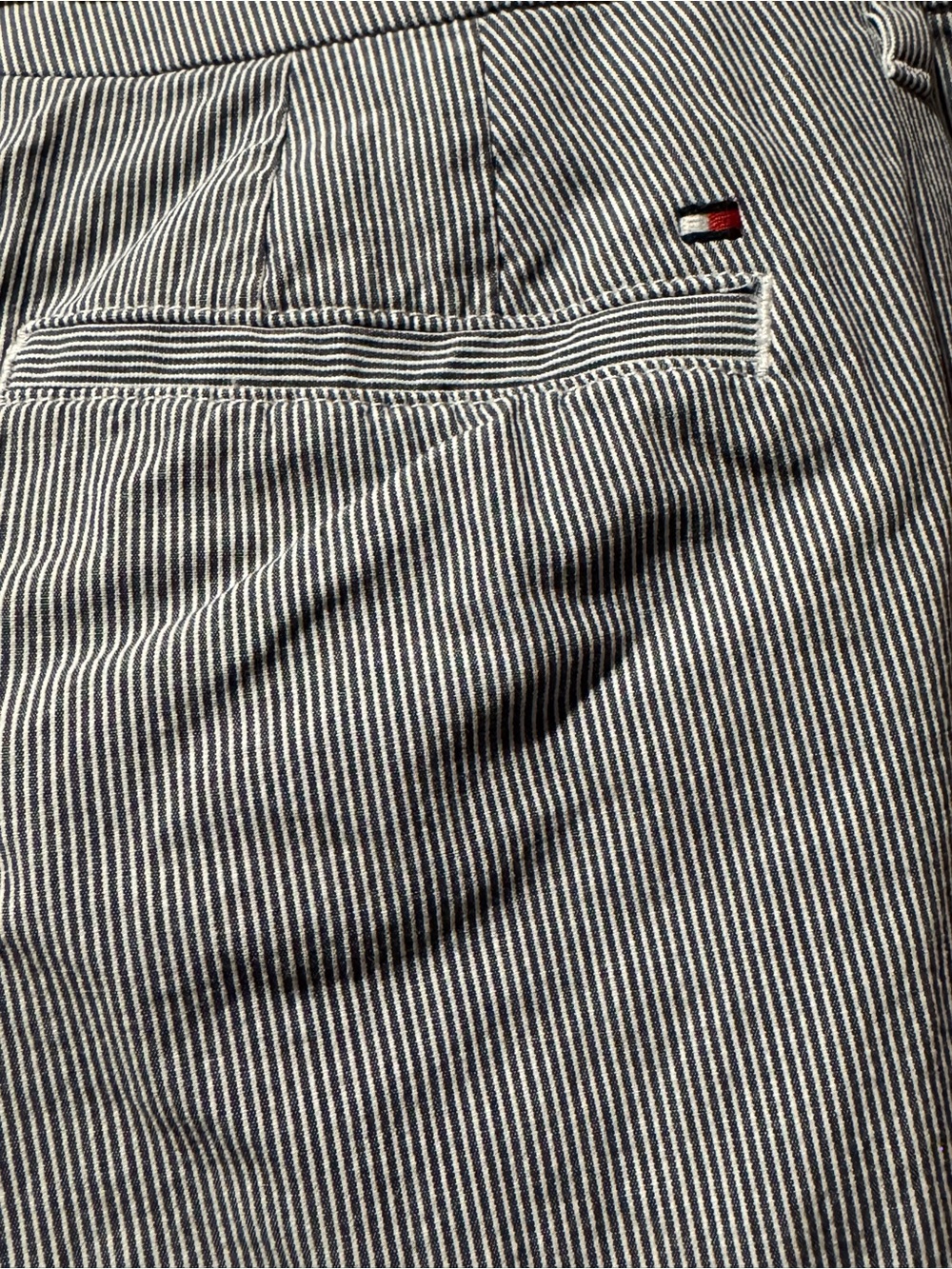 Tommy Hilfiger Navy and White Pinstripe Back-Pocket Pants
